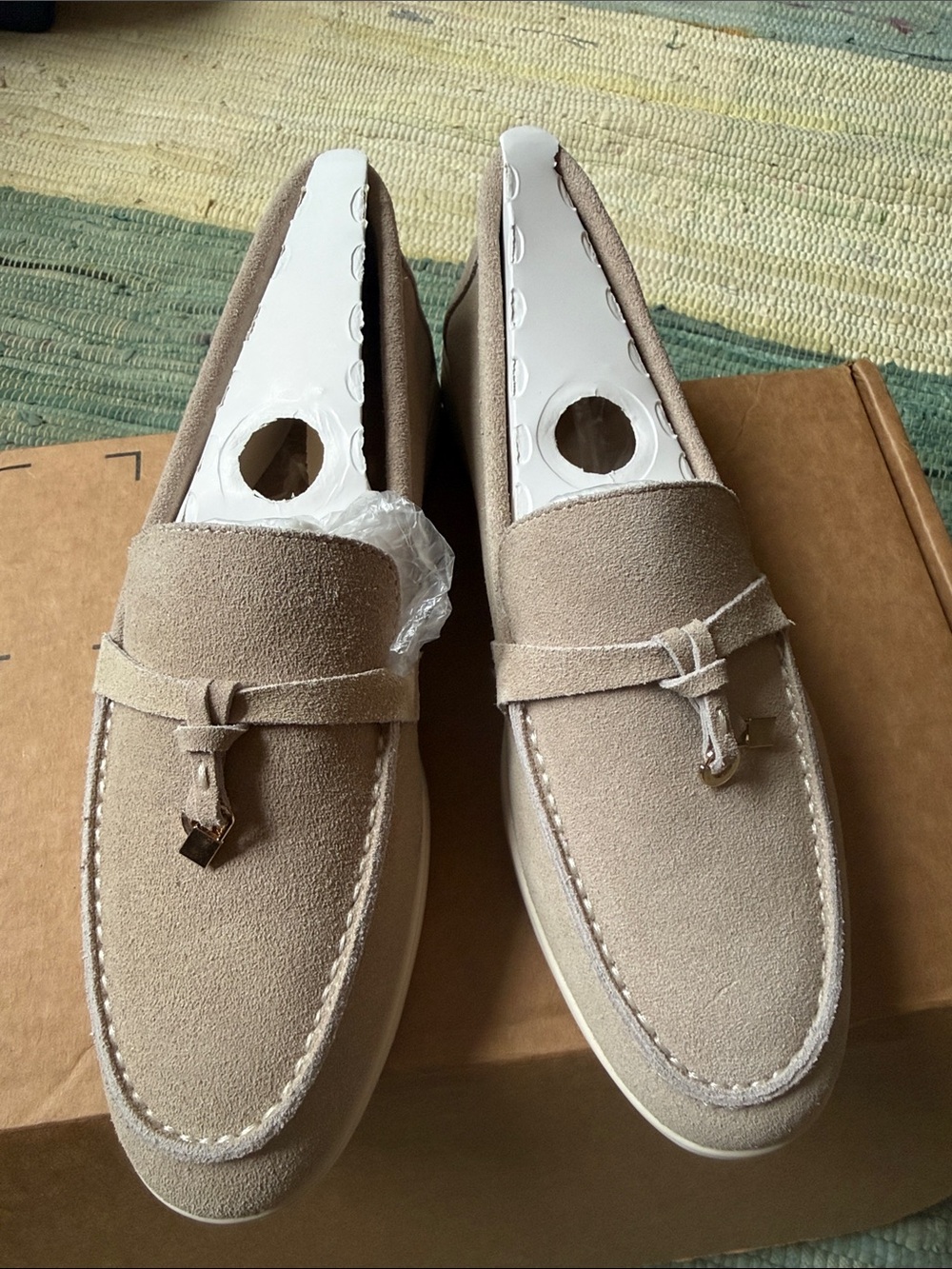 Women’s Suede Tassel Loafers in Taupe